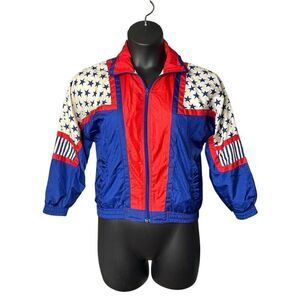 Vintage USA 96 Olympics Red White Blue Stars & Stripes Windbreaker Jacket Small